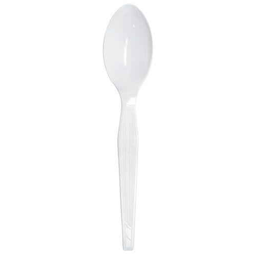 [1,000 ct] PS Plastic Medium-Heavy Weight Tea Spoons Bulk Box, White