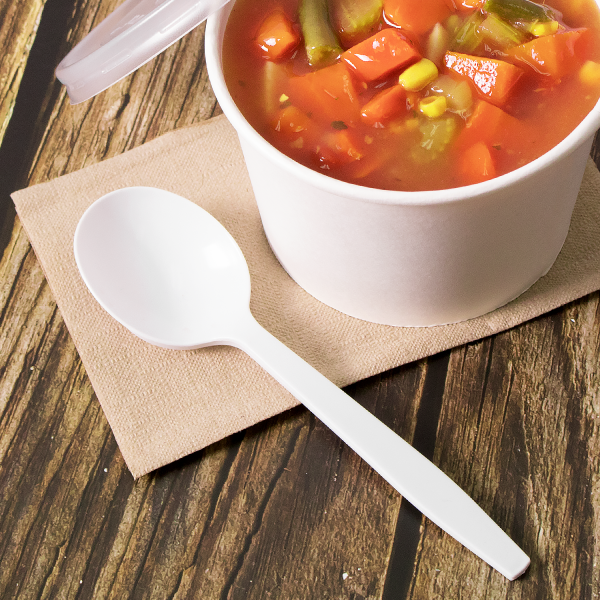 [1,000 ct] PP Plastic Premium Extra Heavy Soup Spoon, White