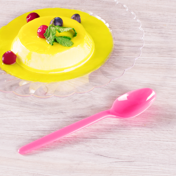 [1,000 ct] PS Plastic Heavy Weight Tea Spoons, Pink