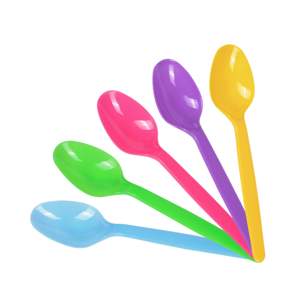 [1,000 ct] PS Plastic Heavy Weight Tea Spoons, Rainbow