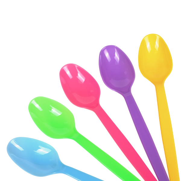 [1,000 ct] PS Plastic Heavy Weight Tea Spoons, Rainbow