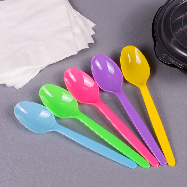 [1,000 ct] PS Plastic Heavy Weight Tea Spoons, Rainbow
