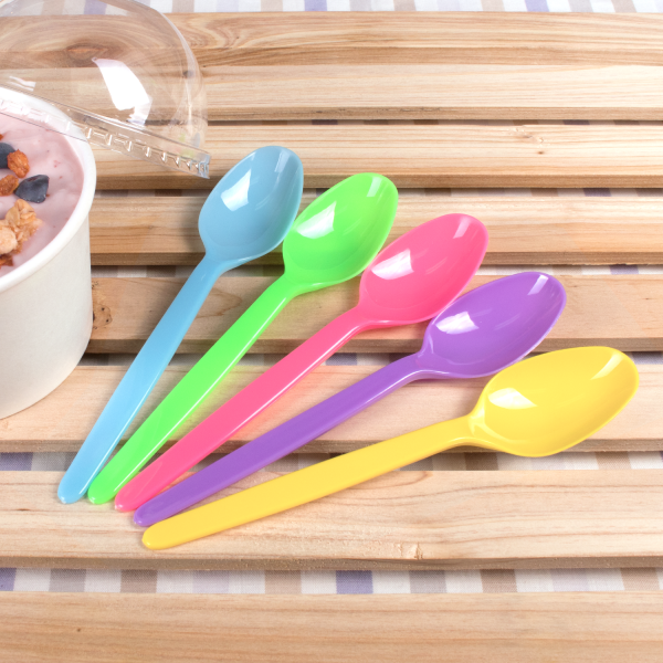 [1,000 ct] PS Plastic Heavy Weight Tea Spoons, Rainbow