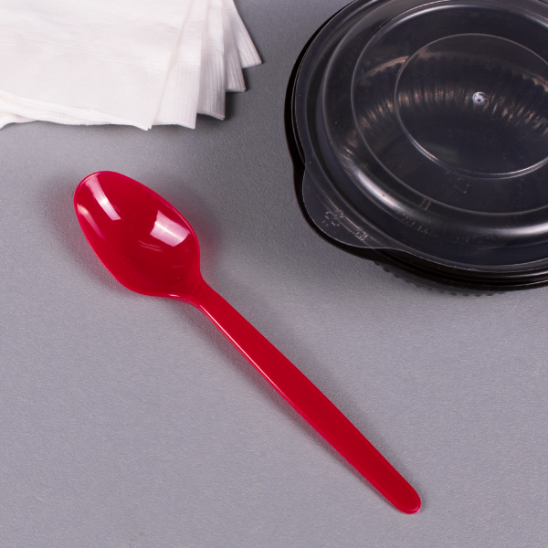 [1,000 ct] PS Plastic Heavy Weight Tea Spoons, Red