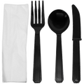[250 sets] PS Plastic Heavy Weight Cutlery Kits, Black