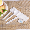 [250 sets] PP Plastic Medium-Heavy Weight Cutlery Kits with Salt and Pepper, White