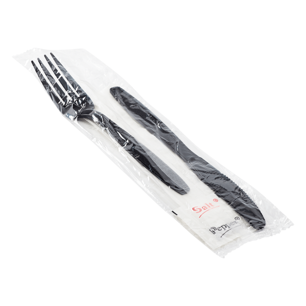 [250 sets] PS Heavy-Weight Cutlery Kits (Knife, Fork, 1-ply Napkin, Salt, Pepper)