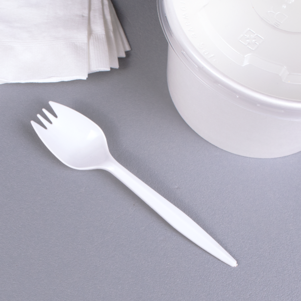 [1,000 ct] PP Plastic Medium Weight Sporks, White