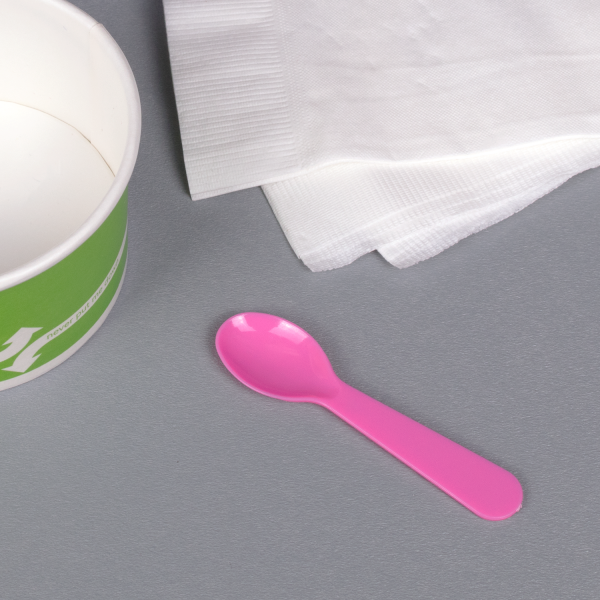 [4,000 ct] PS Plastic Tasting Spoon, Pink