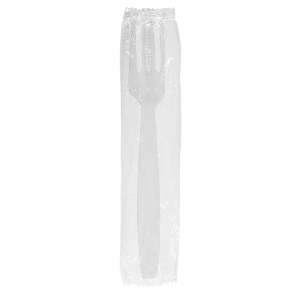 [1,000 ct] PS Plastic Heavy Weight Forks Wrapped, White