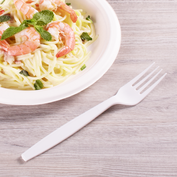 [1,000 ct] PS Plastic Heavy Weight Forks Wrapped, White
