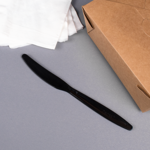 [1,000 ct] PS Plastic Heavy Weight Knives Wrapped, Black