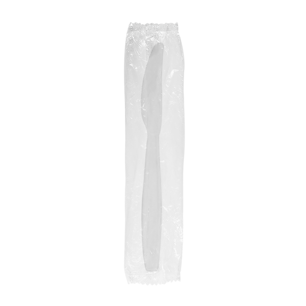 [1,000 ct] PS Plastic Heavy Weight Knives Wrapped, White