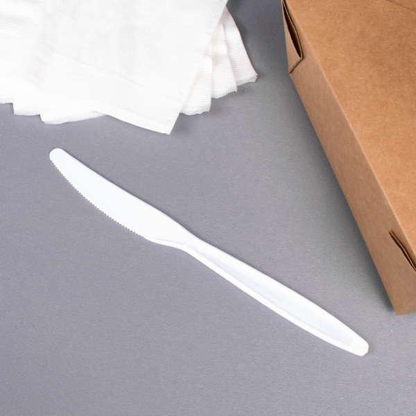 [1,000 ct] PS Plastic Heavy Weight Knives Wrapped, White