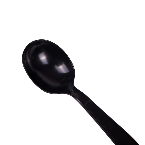 [1,000 ct] PS Plastic Heavy Weight Soup Spoons Wrapped, Black