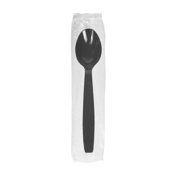 [1,000 ct] PS Plastic Extra Heavy Weight Tea Spoons Wrapped, Black
