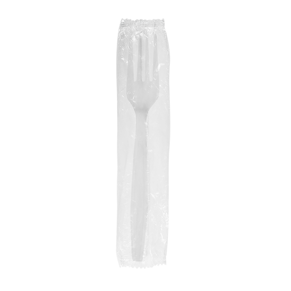 [1,000 ct] PP Plastic Heavy Weight Forks Wrapped, White