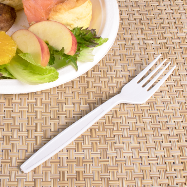 [1,000 ct] PP Plastic Heavy Weight Forks Wrapped, White