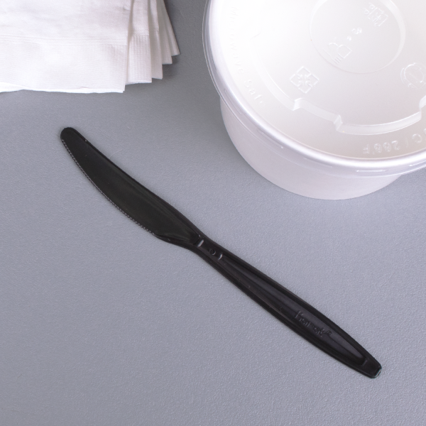 [1,000 ct] PP Plastic Heavy Weight Knives Wrapped, Black