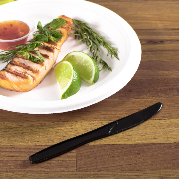 [1,000 ct] PP Plastic Heavy Weight Knives Wrapped, Black