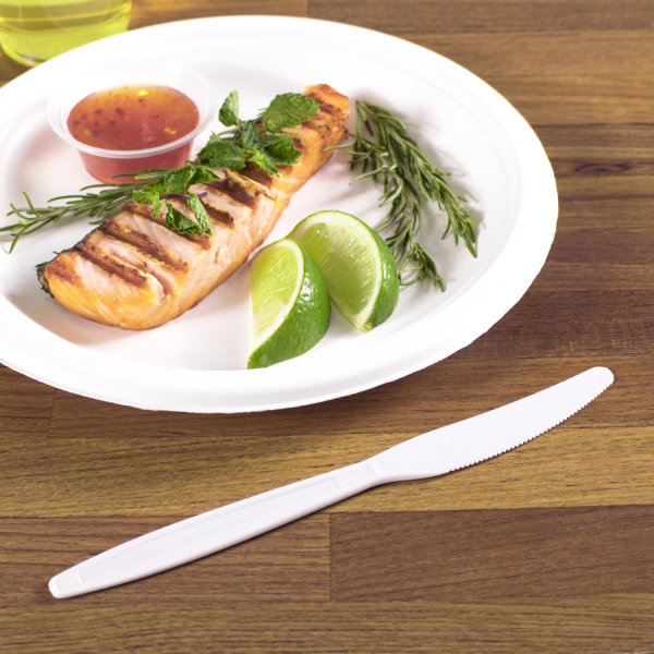 [1,000 ct] PP Plastic Heavy Weight Knives Wrapped, White