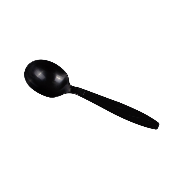 [1,000 ct] PP Plastic Heavy Weight Soup Spoons Wrapped, Black