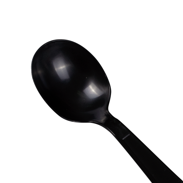 [1,000 ct] PP Plastic Heavy Weight Soup Spoons Wrapped, Black