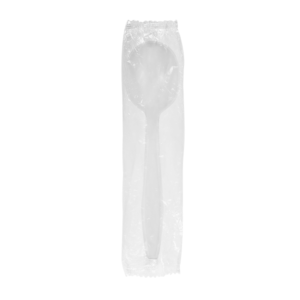 [1,000 ct] PP Plastic Heavy Weight Soup Spoons Wrapped, White