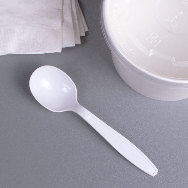 [1,000 ct] PP Plastic Heavy Weight Soup Spoons Wrapped, White