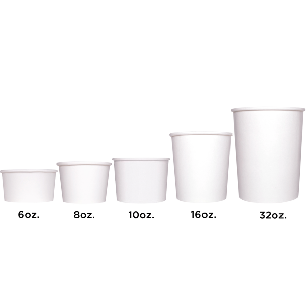 [500 ct] 16 oz Gourmet Paper Food Container | White | 96 mm